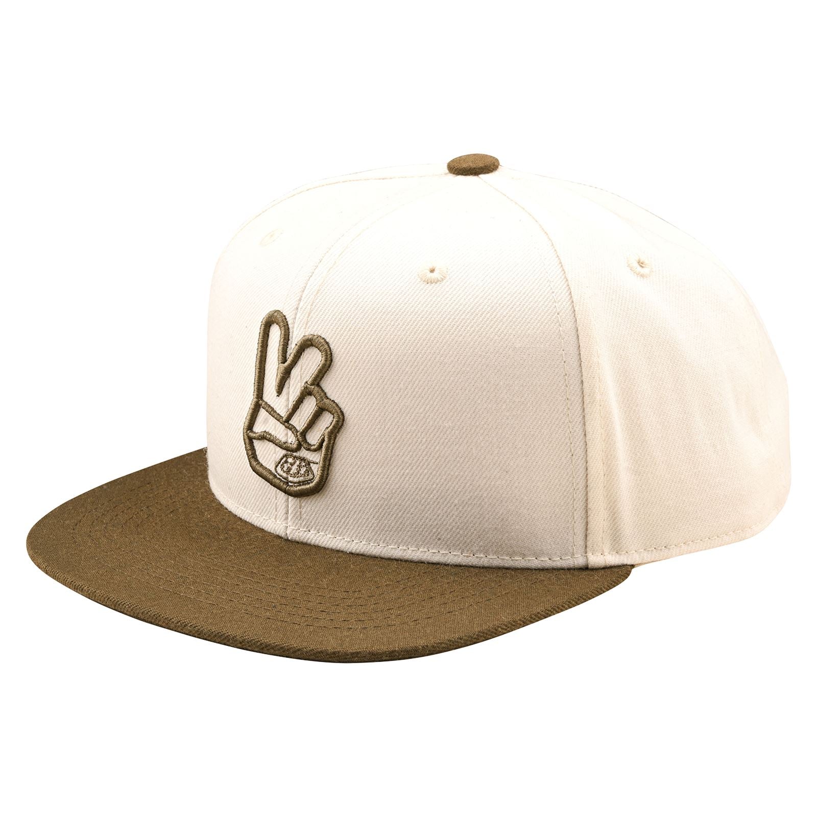 Troy Lee Designs Spring 2025 MX Peace Flat Bill Snapback Cap Vintage White Olive